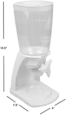 Cereal Dispenser Countertop, By Home Basics (White) | Plastic Cereal Dispenser For Pantry, With Twist-Knob | Perfect For Cereal, Candy, Pasta, Rice, and Pet Food