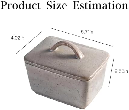 Large European Style Ceramic Butter Dish with Lid Speckled Countertop