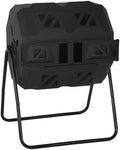 FDW | Outdoor Compost Bin | 43 Gallon | Black | Dual Chamber Tumbling