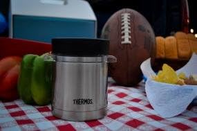Thermos Food Jar with Microwavable Container, 12-Ounce, Stainless