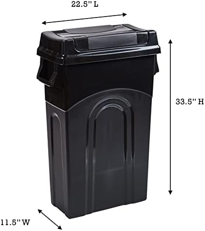 United Solutions 23 Gallon Black Plastic Swing-Lid Waste Container