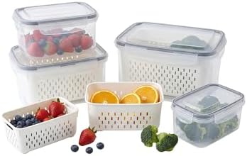 Fruit Storage Containers, 4-Pack, with Removable Colander