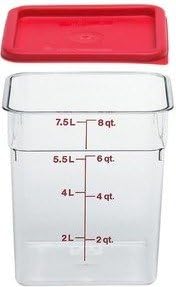 Cambro Camwear Polycarbonate Square Food Storage Container, 8 Quart