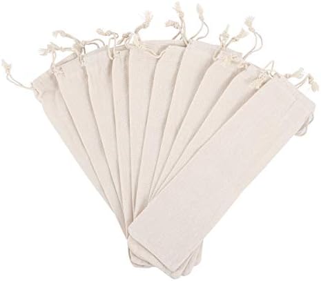 BESTonZON 10 Pcs Cotton and Linen Pouch Bag Straw Carrying Case