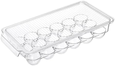 Egg Holder for Refrigerator with Lid, 18 Eggs, Clear