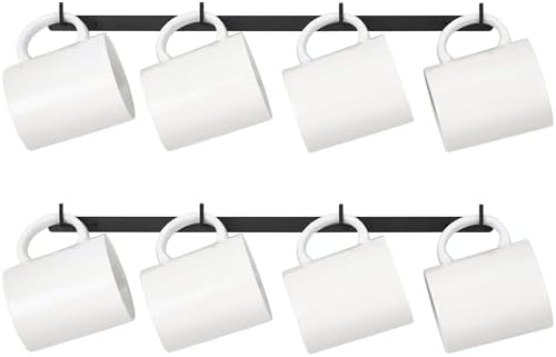 Dahey Mug Rack Wall Mounted Metal Coffee Cup Holder with 8 Hooks