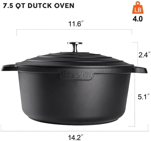 Large Dutch Oven Pot with Lid-7.5QT Cast Aluminum Oven Pot with Two Handles - Image 2