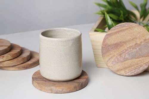 GoCraft Set of 6 Absorbent Sandstone Coasters – Natural Yellow Round