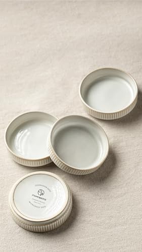famiware Soy Sauce Dish, 4oz Dipping Bowls Set of 6, Cappuccino White