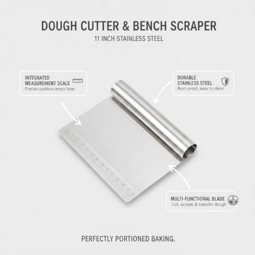 Stainless Steel Dough Cutter with Measurement Scale, 11-Inch Bench