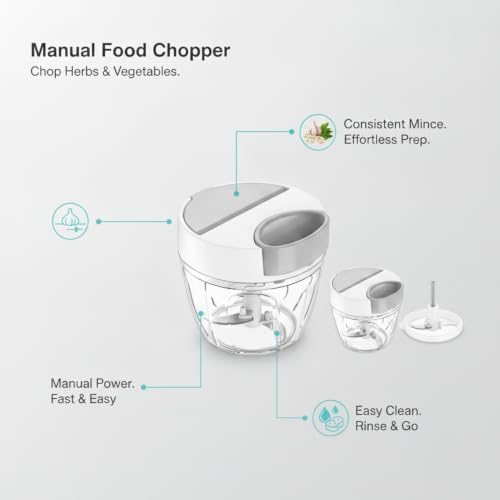 Manual Food Chopper, Pull String Garlic Mincer for Prep of Herbs and