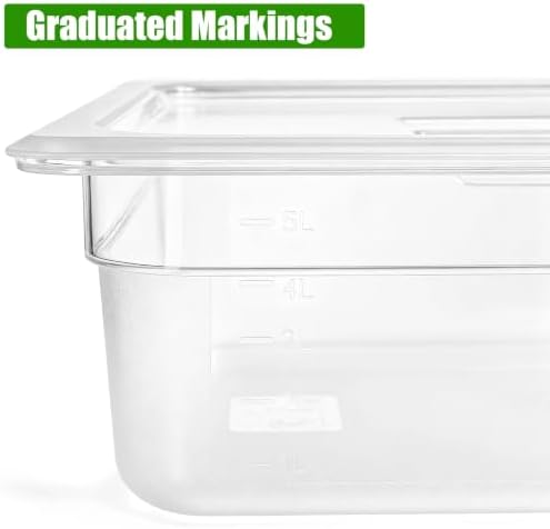 Bekith 2 Pack Plastic Food Pans with Lids, Half Size 4 Inch Deep