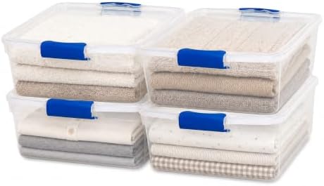 HOMZ 15.5 Qt Clear Plastic Storage Bins with Lids, 4 Pack