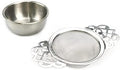 Silver Stainless Steel Tea Strainer with Drip Bowl Set with Handle