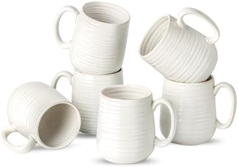 Coffee Mugs, 15 Ounce Coffee Cups Set of 6, Ceramic Mugs with Handle