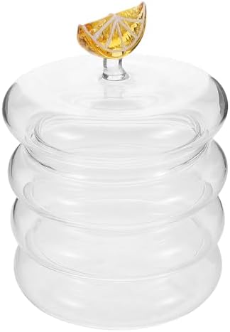 Glass Candy Dish with Lid, Glass Snack Jar and Sugar Bowl, Divided