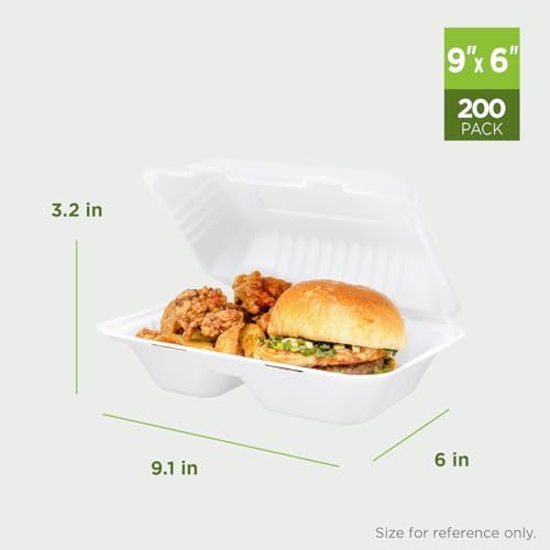 KARAT EARTH Clamshell Take Out Food Containers [9"x6", 200 ct] 2