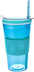 Women Men Snack Drink Cup Combo All-in-One Tumbler On-The-Go Blue Pack
