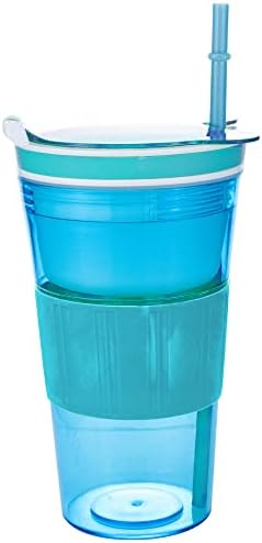 Women Men Snack Drink Cup Combo All-in-One Tumbler On-The-Go Blue Pack