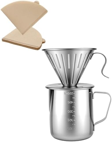 304 Stainless Steel Pour Over Coffee Dripper 600ml Cup/V02 Paper