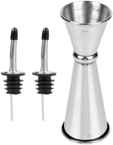 Stainless Steel Jigger for Bartending with 2 Pourers, Double Cocktail