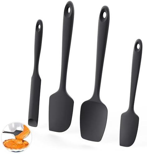 U-Taste 600oF Heat Resistant Silicone Spatulas for Cooking, 4Pcs/Black