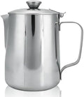 Stainless Steel Pitcher with Lid, 600ml Stainless Steel Milk Frothing