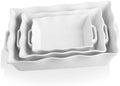 Sweejar Ceramic Rectangular Bakeware Set of 3, White