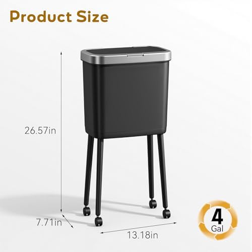 Procade Narrow Rolling Kitchen Garbage Can