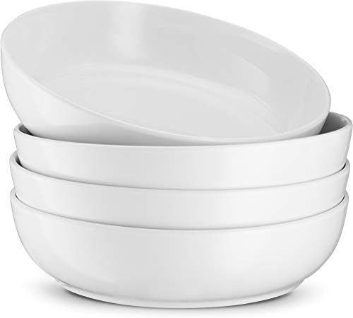KooK Pasta Bowls, For Soups & Salads, Set of 4, 40 oz, White