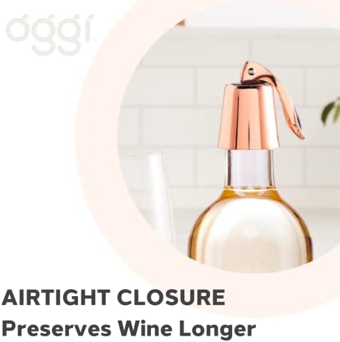 OGGI Bottle Stopper Set of 2 - Copper Plated Wine Topper Set - Stylish