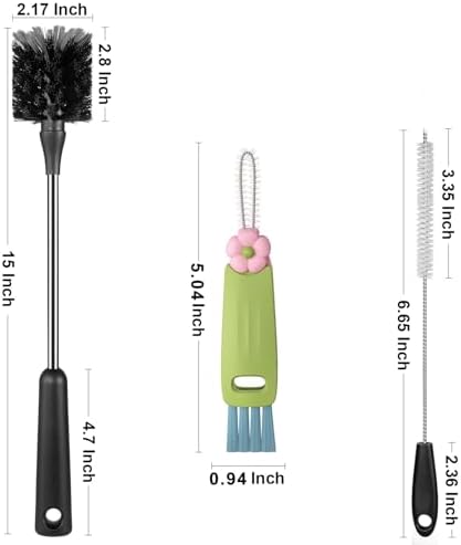 4 Pack Bottle Brush Set with Straw and Lid Brushes