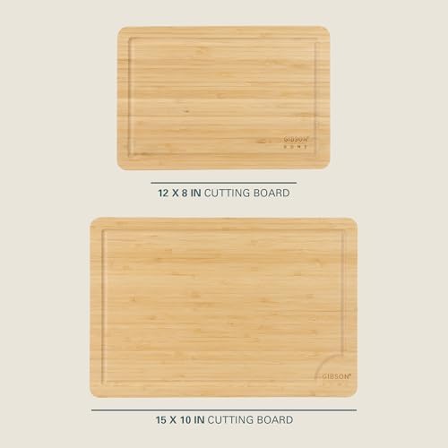 Gibson Home Forestview 2-Piece Bamboo Cutting Board Set – 15" & 12"