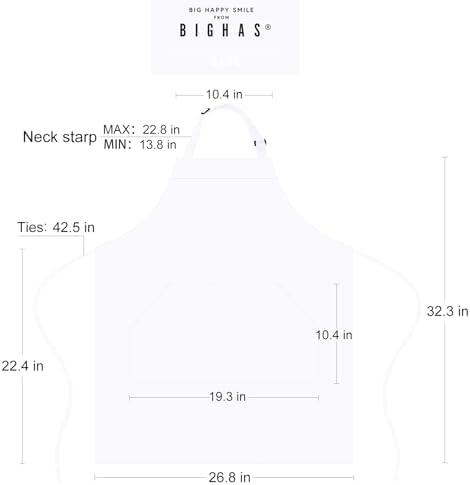 BIGHAS Adjustable Bib Apron with Long Ties for Women Men 18 Colors