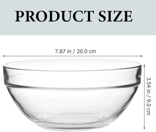 CHILDWEET Glass Mixing Bowls Set 2pcs 20cm Large Glass Food Prep Bowls