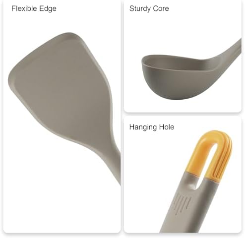 MOACC Silicone Kitchen Utensil Set, 13inch, Light Grey
