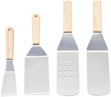 Amazon Basics 4-Piece Stainless Steel BBQ Tool Set, Silver