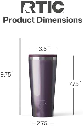 RTIC 20oz Everyday Tumbler, Insulated, Ceramic Lined, Plum Glitter