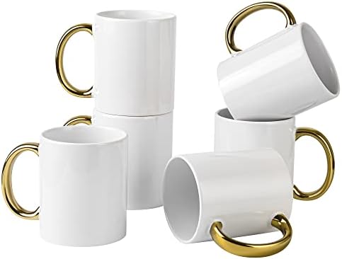 BYCNZB 12 oz Set of 6 White Mugs Sublimation Blank Mugs DIY Coated