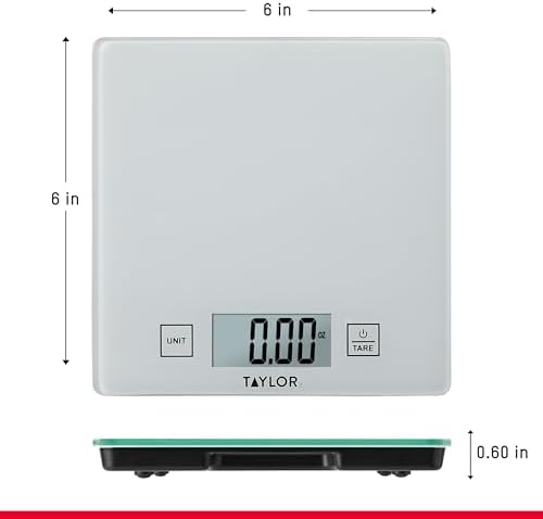 Taylor Compact Glass Kitchen Food Scale, 11 lb Capacity Digital Scale