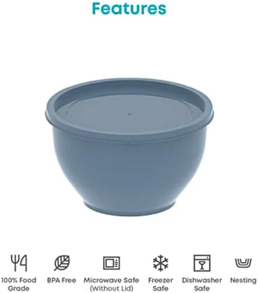 Plastic Mixing Bowl Set with Lids, 3-Piece, 1.3L/2.3L/3.2L