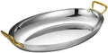Oval Spanish Paella Pan Stainless Steel Frying Pan with Dual Handle