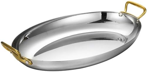 Oval Spanish Paella Pan Stainless Steel Frying Pan with Dual Handle