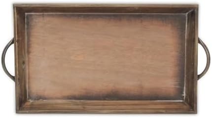 Pemberly Row Tapered Wood Tray, Dark Brown Finish with Metal Handles