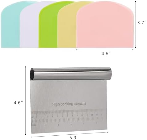 6 Pcs Dough Scraper Bench Scraper, Stainless Steel Scraper/Chopper &