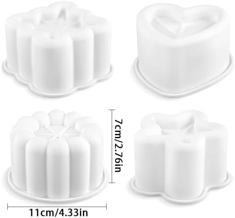 4pcs Nonstick Silicone Molds for Baking Supplies, Square Star Heart