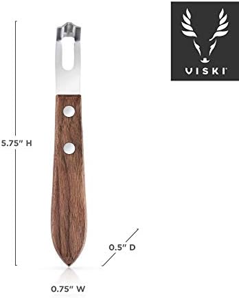 Viski Channel Knife, Citrus Zester and Orange Peeler Tool, Walnut Wood