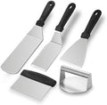 Heavy Duty Stainless Steel Spatula Set - Griddle Scraper & Press