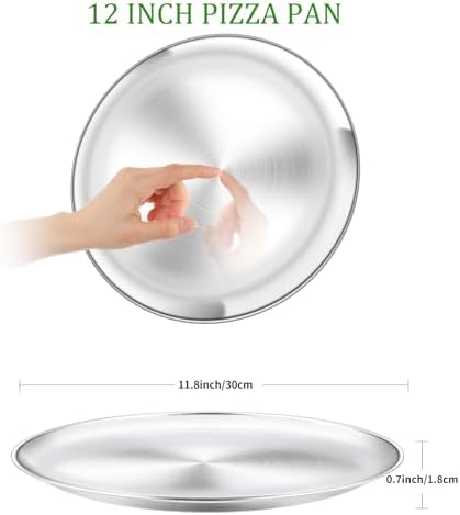 Pizza Pan Set of 2, Stainless Steel Pizza Tray for Oven, Round Pizza
