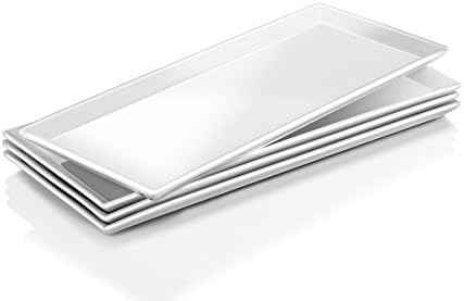 DOWAN 14.5" Rectangular Plates Set of 4 - Long Serving Trays for